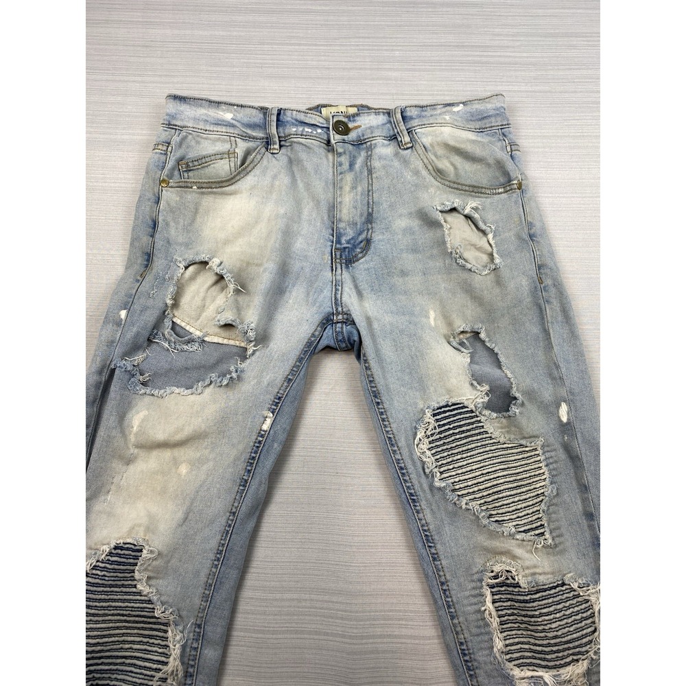 KDNK Jeans Grunge Paint Splatter Slim Fit Ripped Denim Men's Size 32 -11 4 14 11 - Picture 10 of 16